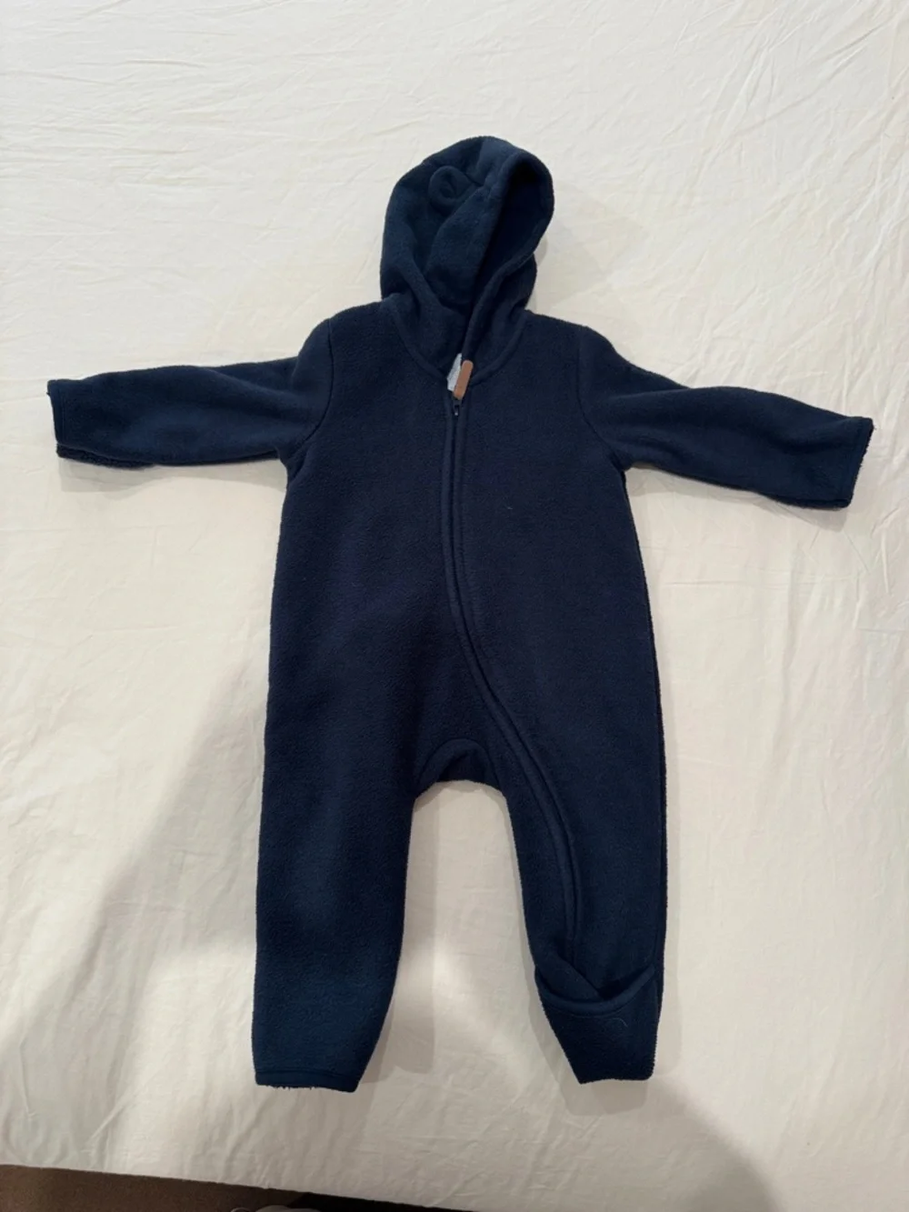 H&M Navy Fleece Hooded One-Piece for Kids size 3 months